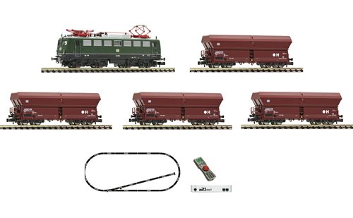 Fleischmann 931895 Digitalt startsæt med ellokomotiv, BR 140, fire selvtømmervogne, skinneoval og multimaus SPOR N